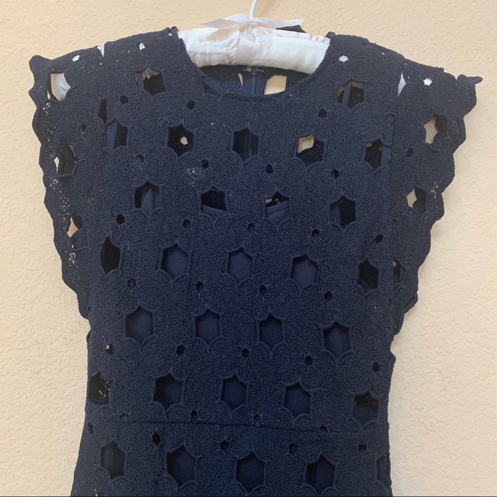 Aqua Dark Navy Blue Cutout Cap Sleeve Dress B5/15 - Picture 7 of 11